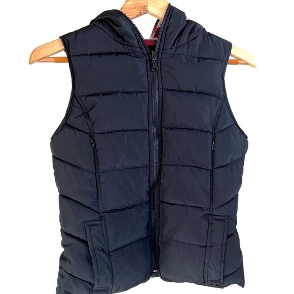 ZARA Black & Plaid Winter Puffy Vest XS - Picture 4 of 10